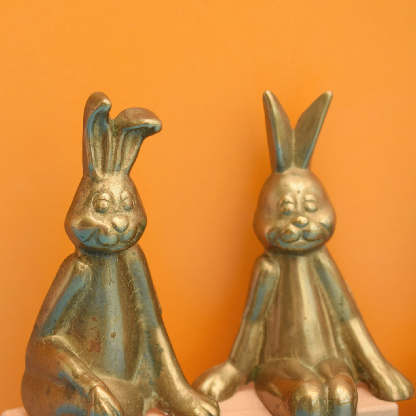 Vintage 1960s Brass Sitting Frog Or Bunny Couple