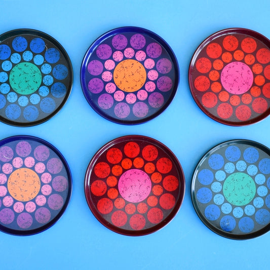 Vintage 1960s Metal Coasters - Worcester Ware Spots - Boxed