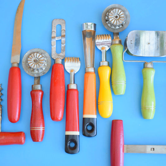Vintage 1960s Kitchen Utensils - Smaller - Rainbow