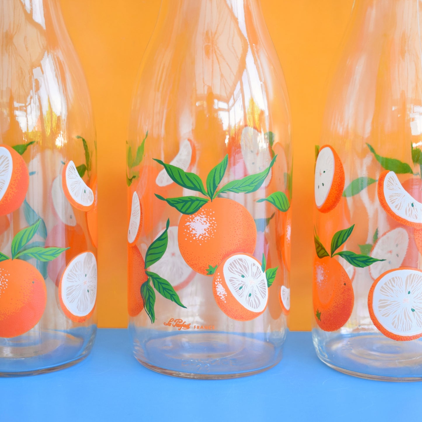 Vintage 1970s Orange Juice Bottles - French / France