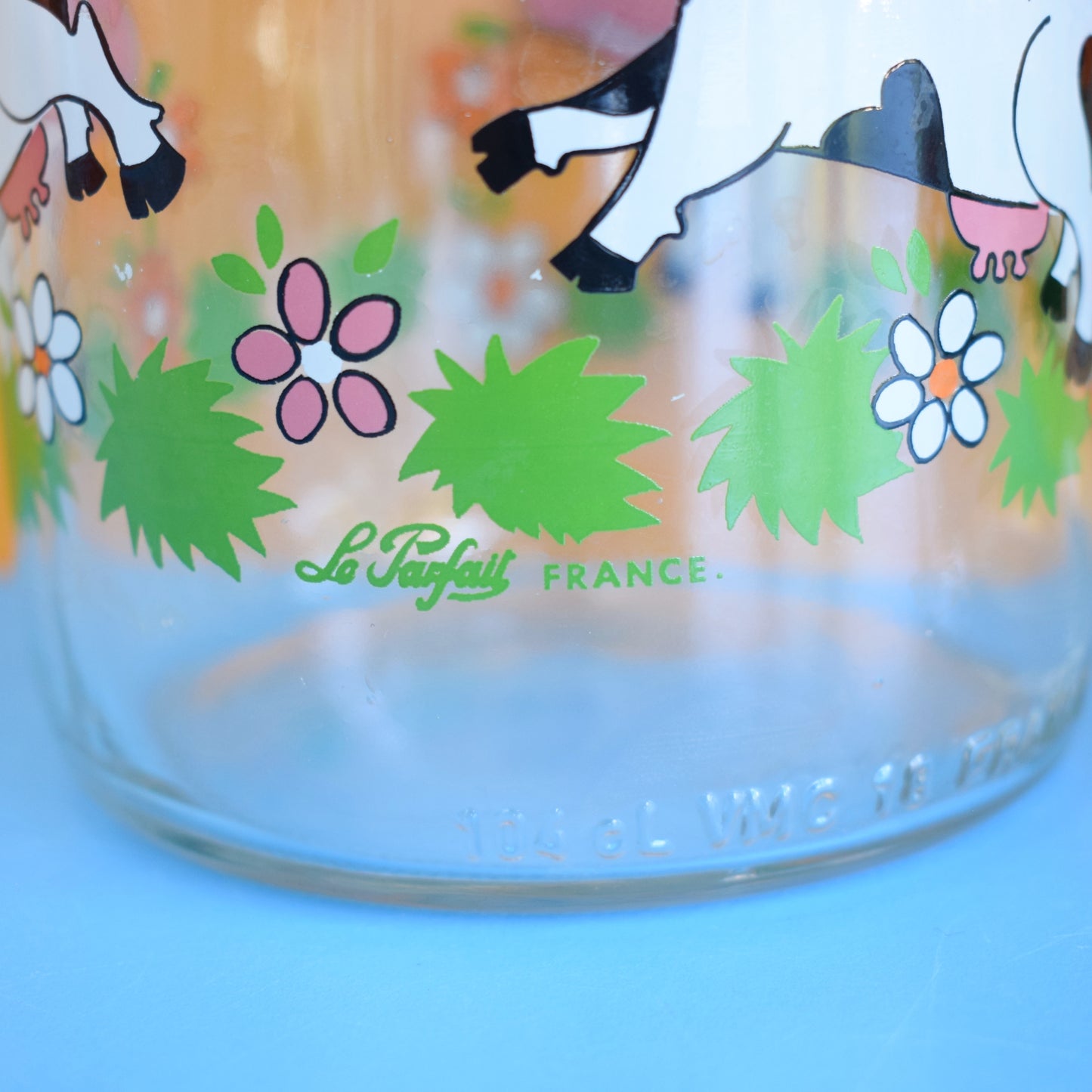 Vintage 1970s Milk Bottles - French / France- Cows / Moon/ Stars