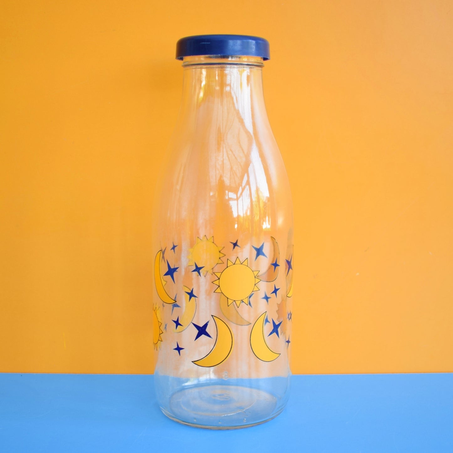 Vintage 1970s Milk Bottles - French / France- Cows / Moon/ Stars