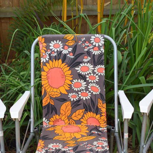 Vintage 1970s Garden Chairs - Orange & Brown Flower Power - Multiples by Vintage