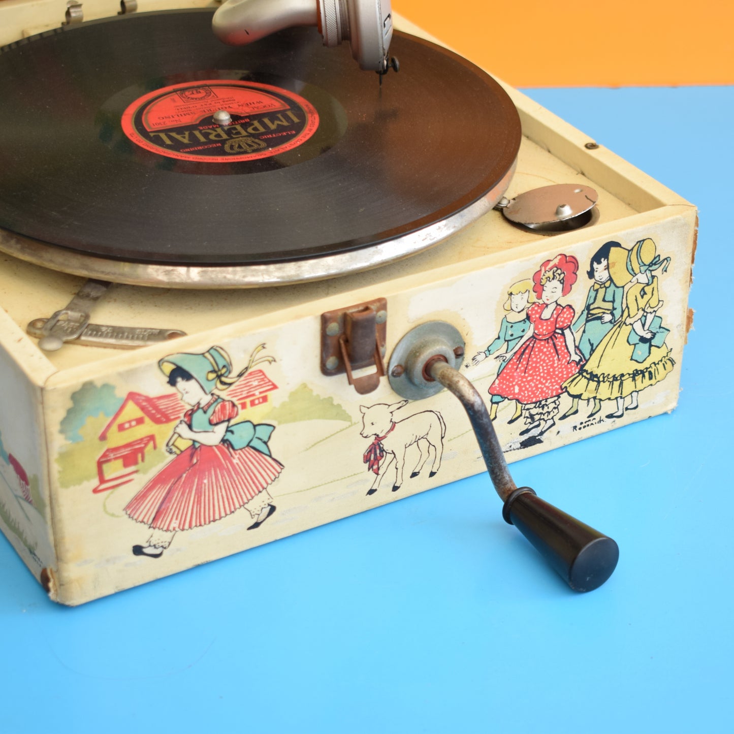 Vintage 1950s Gramophone - Little Miss Muffet Design - Decca