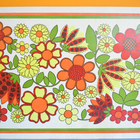 Vintage 1960s Flower Power Large Chopping Board - Orange/ Yellow