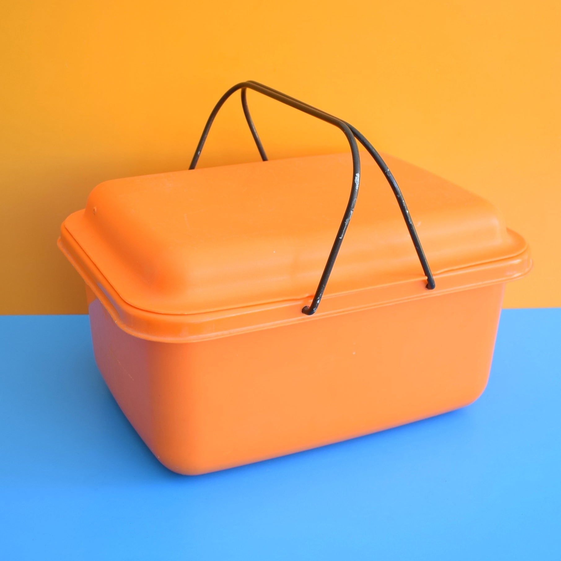 Vintage 1970s Sewing / Hobby Box - Space Age Plastic - Orange