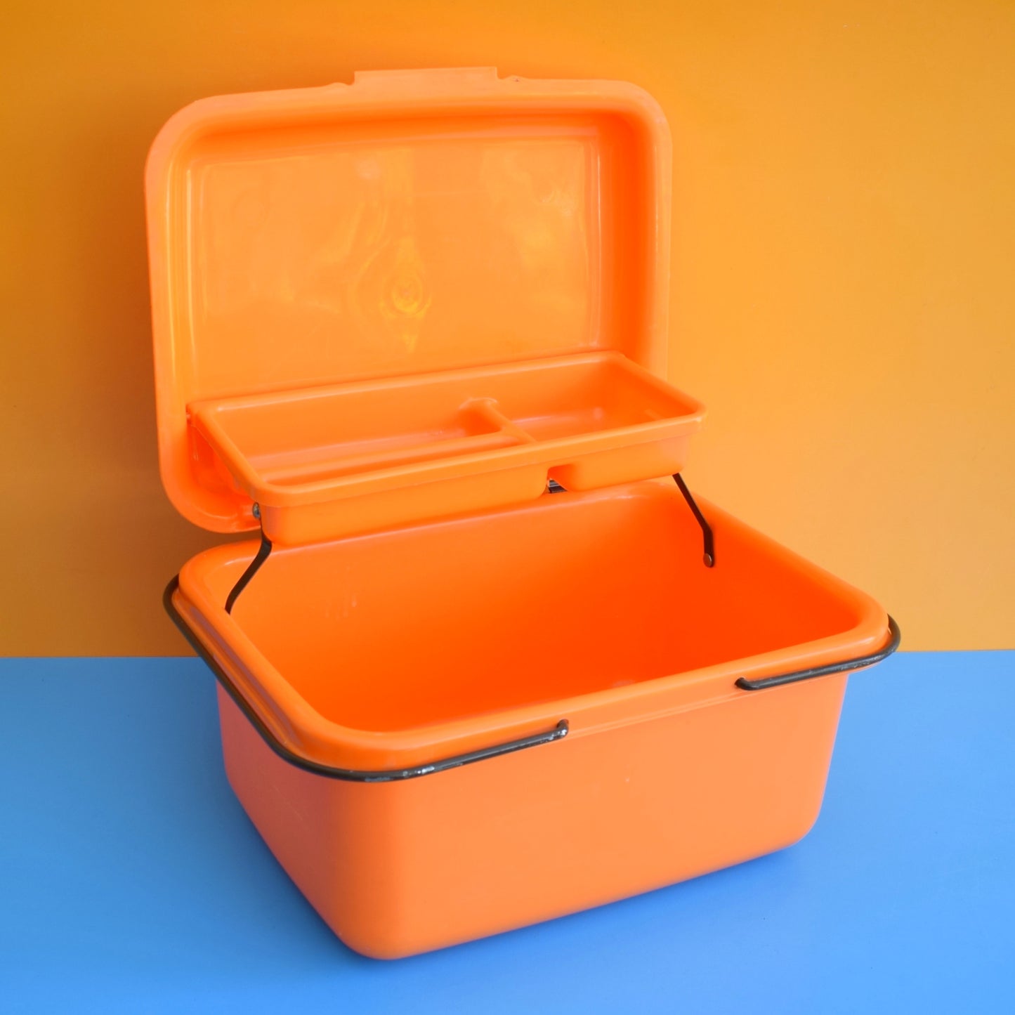Vintage 1970s Sewing / Hobby Box - Space Age Plastic - Orange