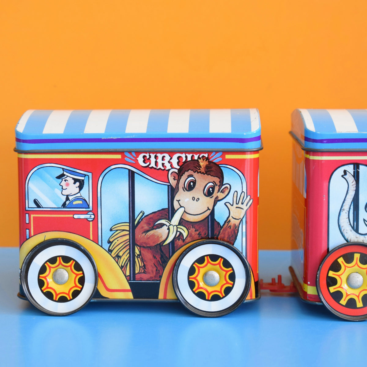 Vintage 1970s Metal Circus Train Tins x3 - Cadbury's by Pineapple Retro