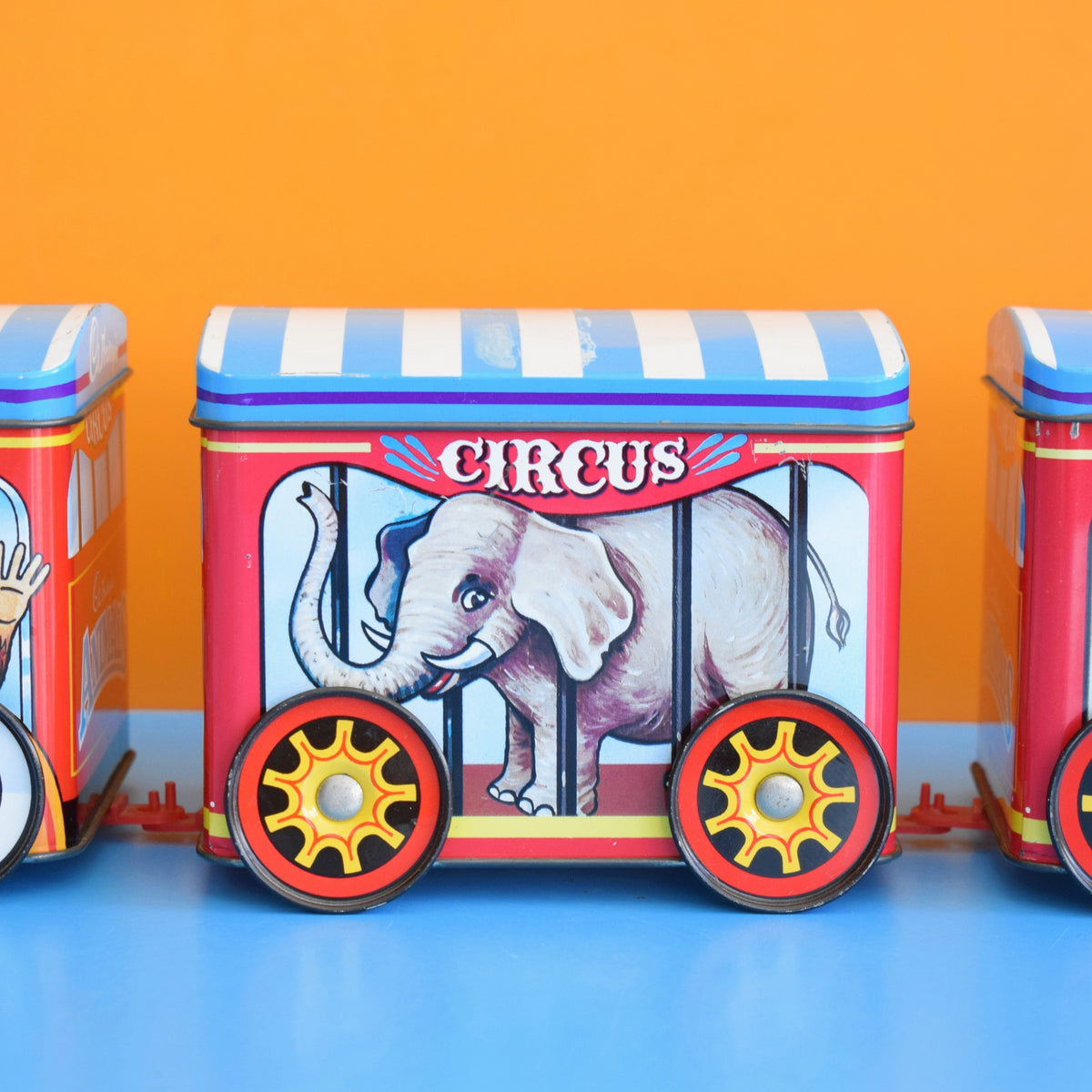 Vintage 1970s Metal Circus Train Tins x3 - Cadbury's by Pineapple Retro