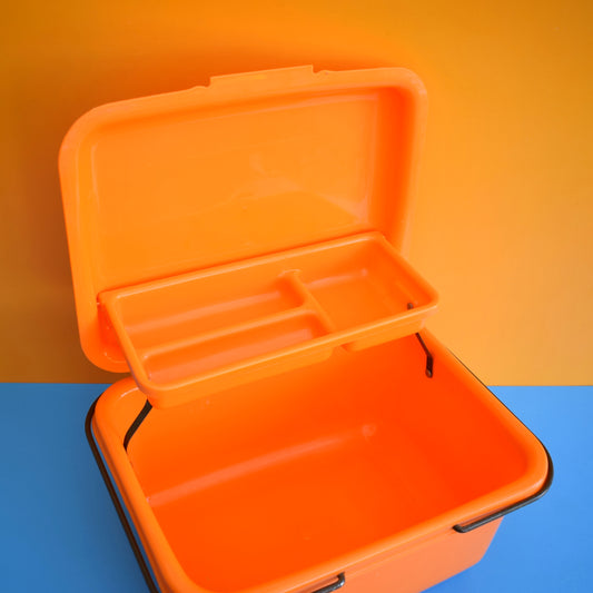 Vintage 1970s Sewing / Hobby Box - Space Age Plastic - Orange