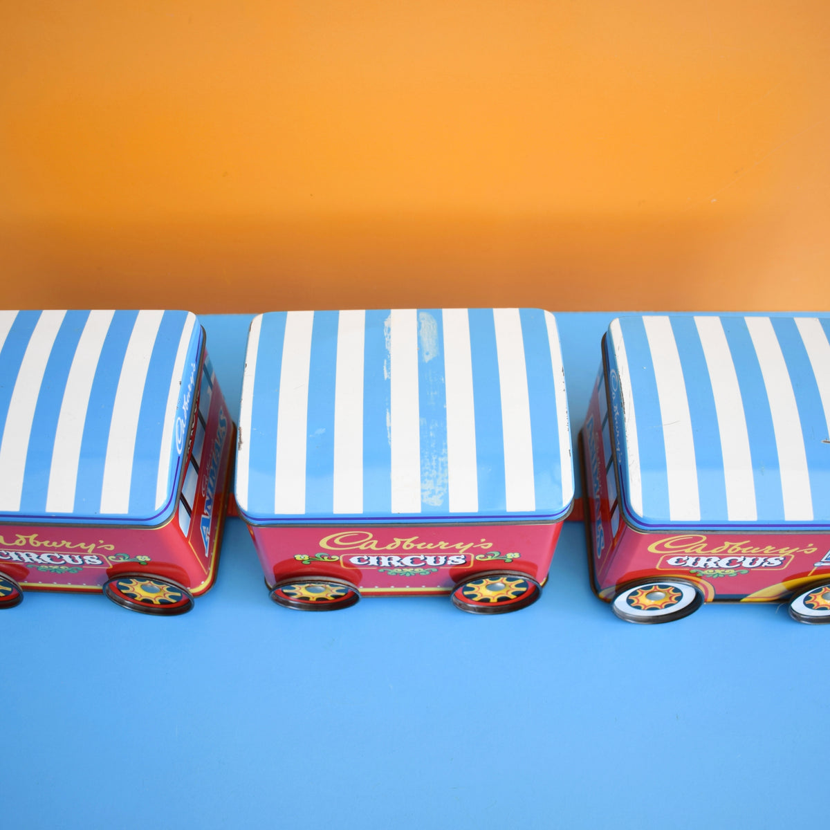 Vintage 1970s Metal Circus Train Tins x3 - Cadbury's by Pineapple Retro