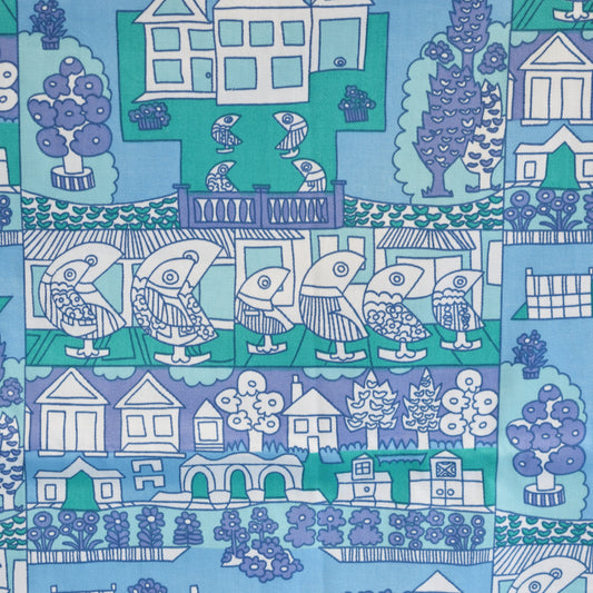 Vintage 1970s Fabric - Blue/ Turquoise