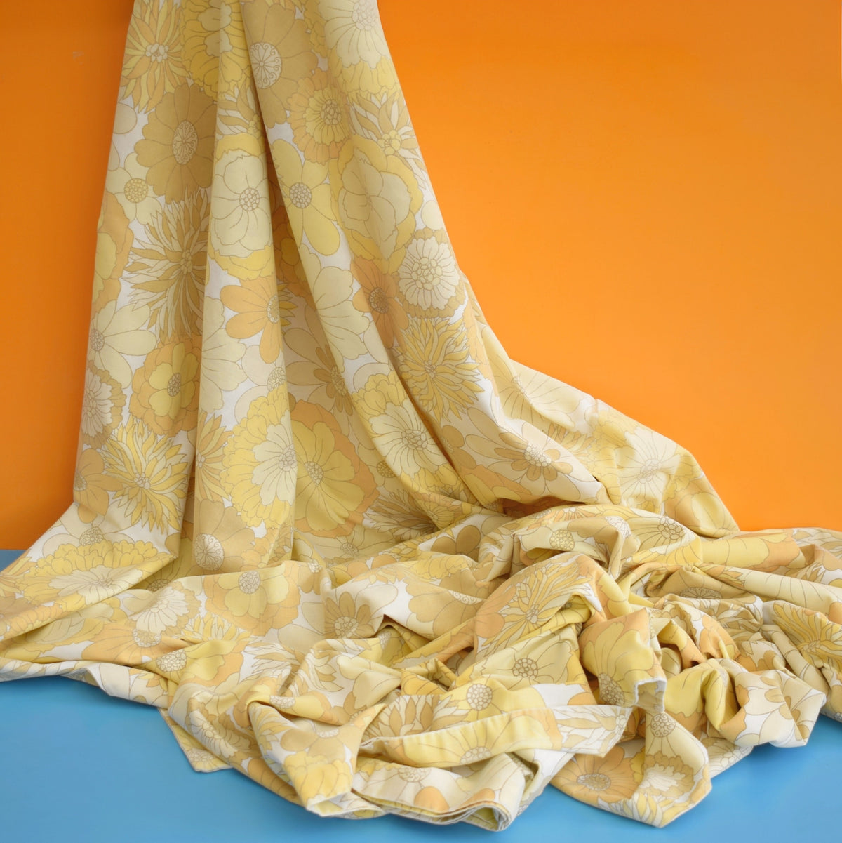 Vintage 1970s Bedding - Double Duvet - M&S - Flower Power - Yellow by Vintage