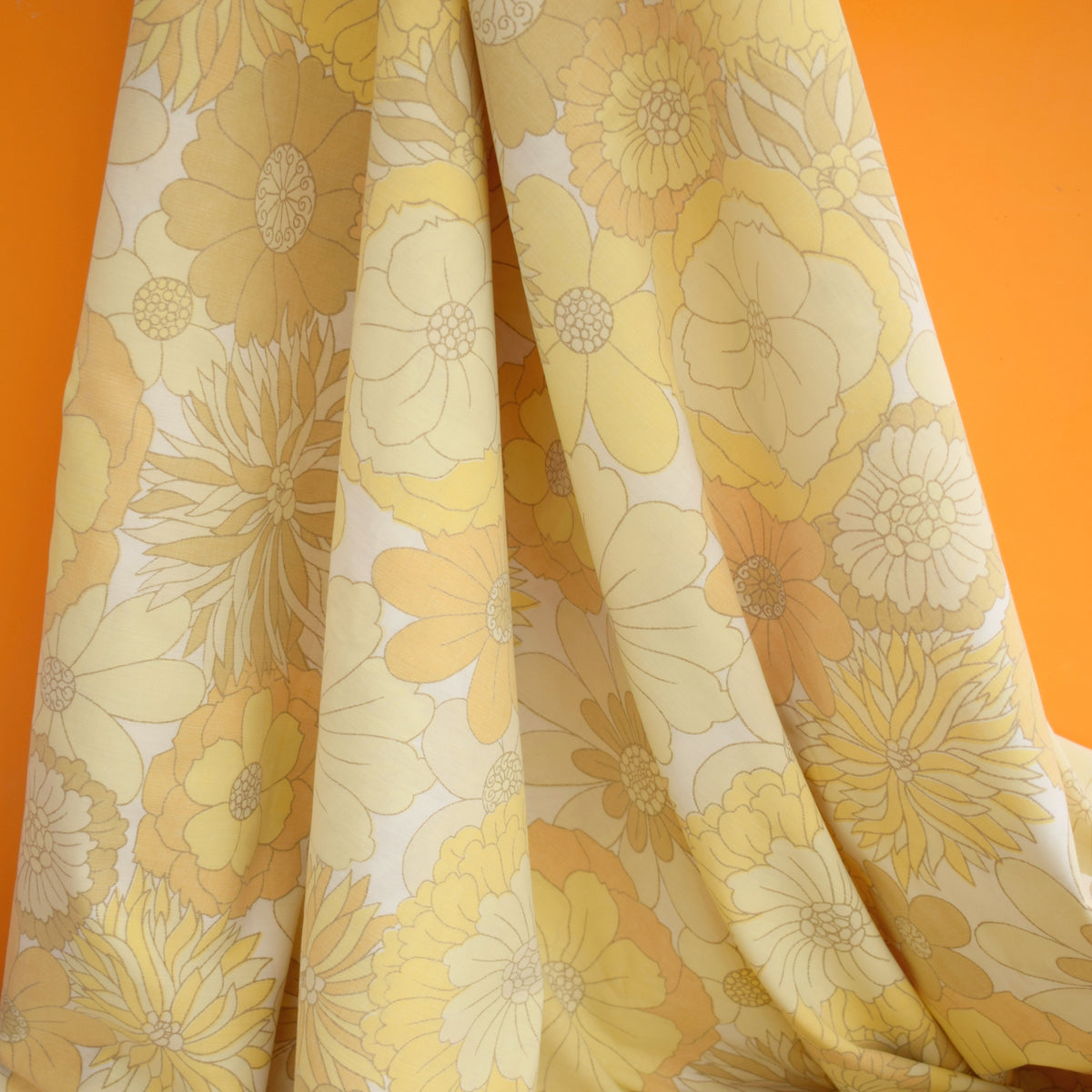 Vintage 1970s Bedding - Double Duvet - M&S - Flower Power - Yellow by Vintage