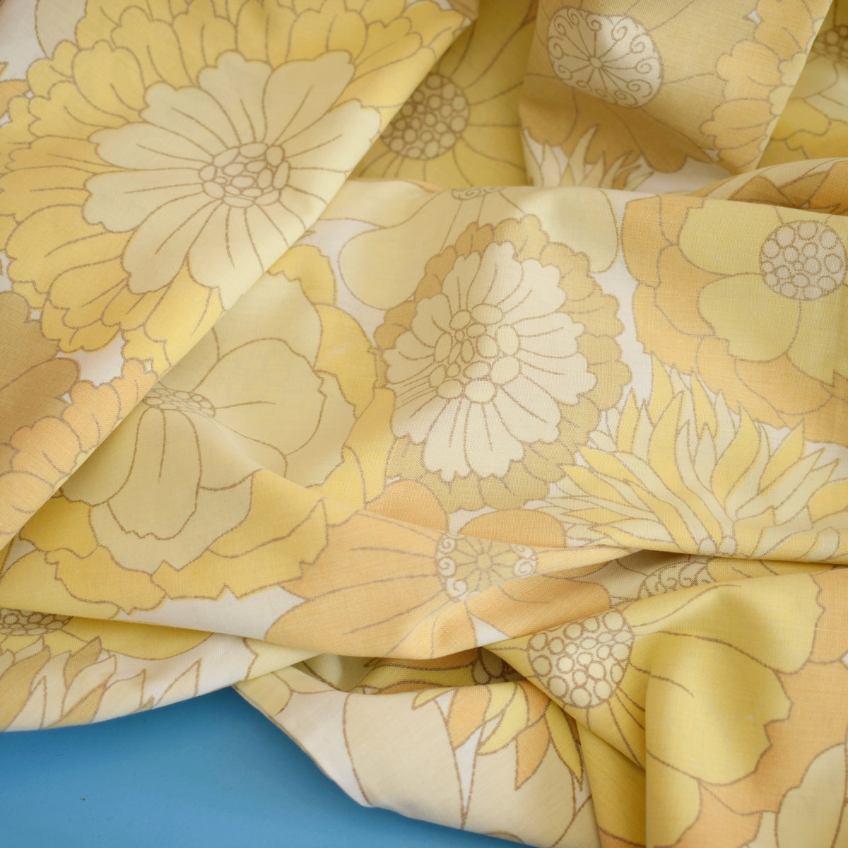 Vintage 1970s Bedding - Double Duvet - M&S - Flower Power - Yellow by Vintage