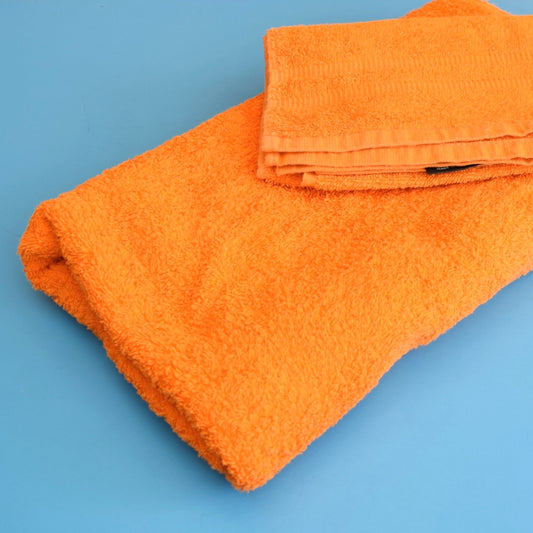 Vintage 1970s Cotton Towels - Orange x2 by Pineapple Retro