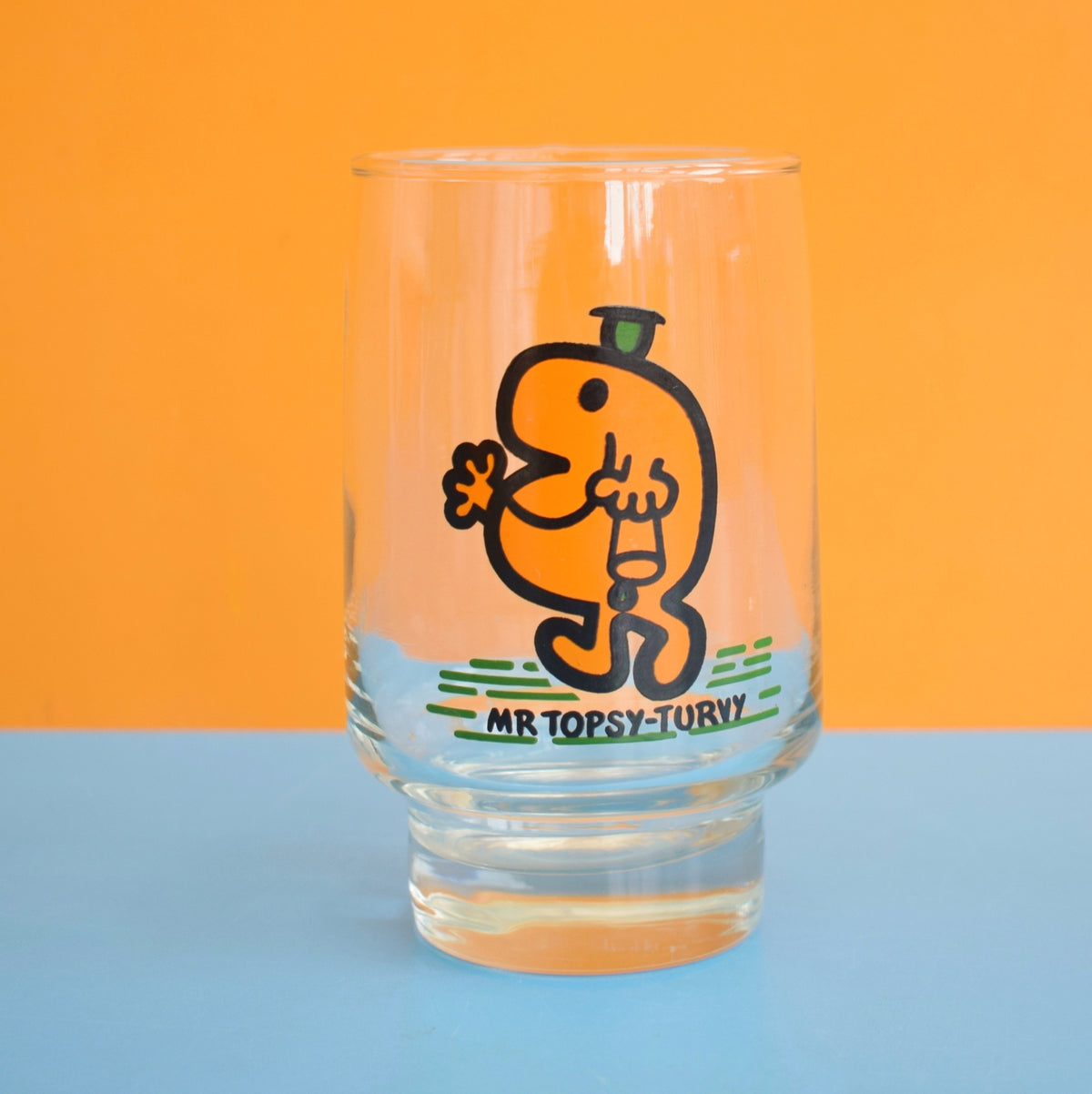 Vintage 1970s Mr Men Drinking Glasses - Mr Happy & Mr Topsy Turvy by Pineapple Retro