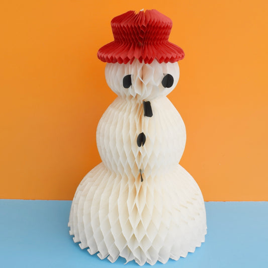 Vintage 1950s Honeycomb Paper Decorations - Snowman