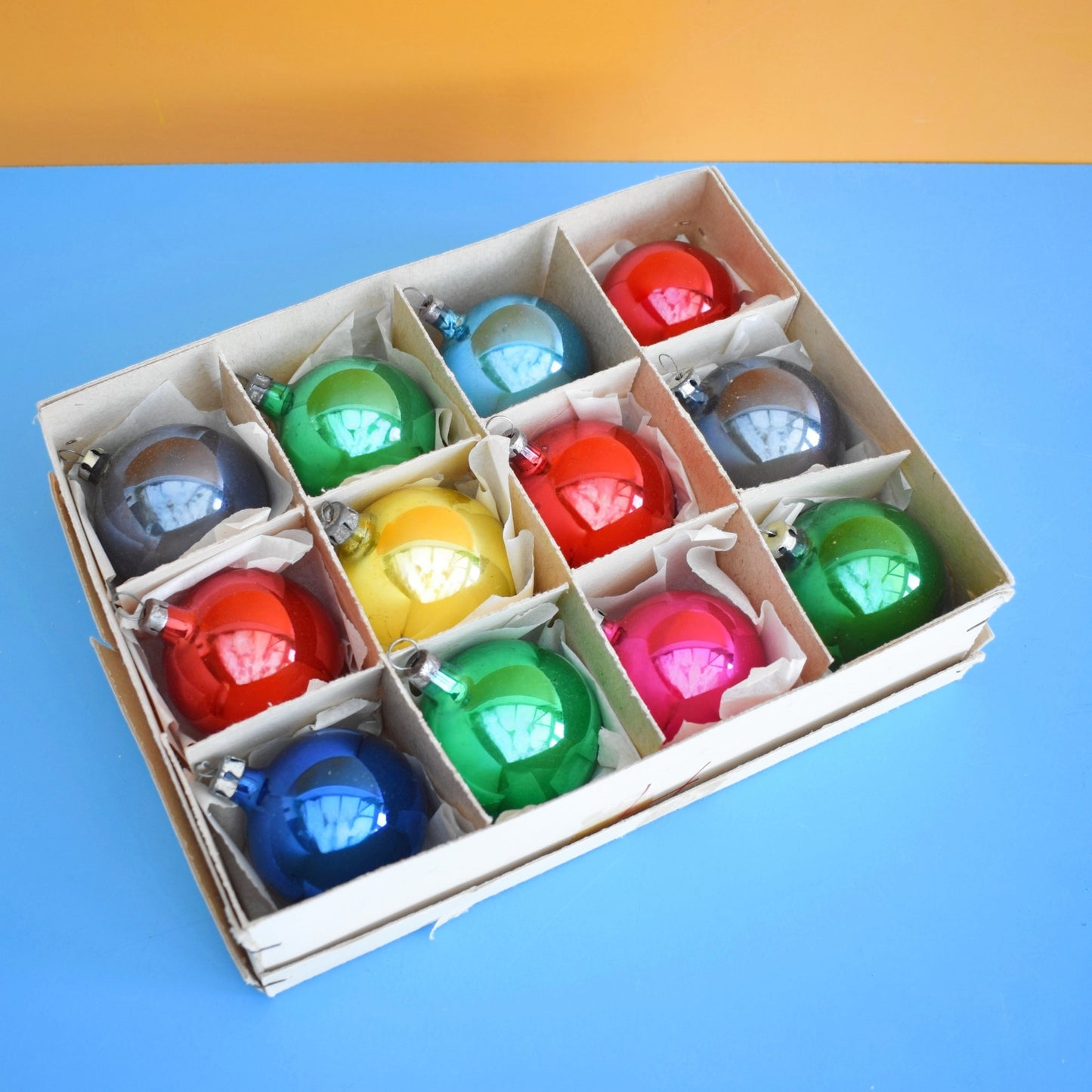 Vintage 1970s Glass Christmas Baubles - Classic Balls - Great Colours- Small