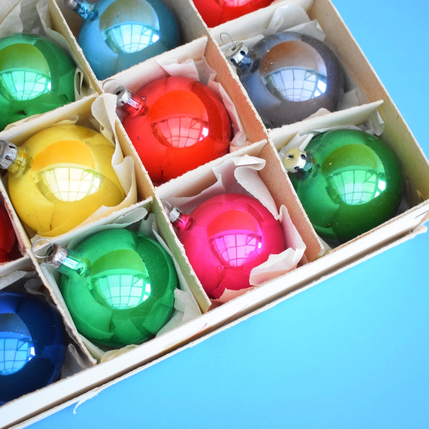 Vintage 1970s Glass Christmas Baubles - Classic Balls - Great Colours- Small