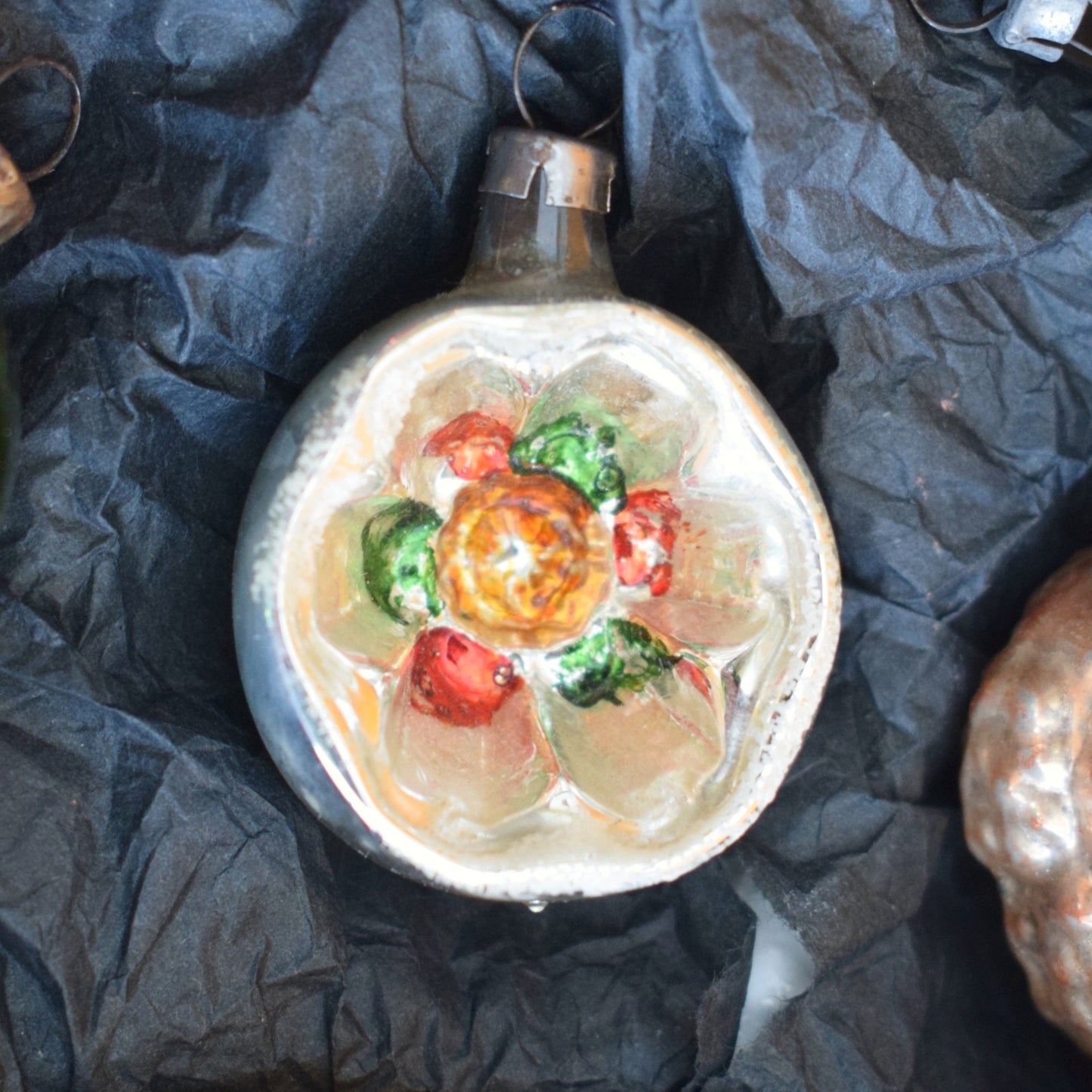 Vintage 1960s Glass Christmas Baubles - Pretty Shaped - Autumnal Tones