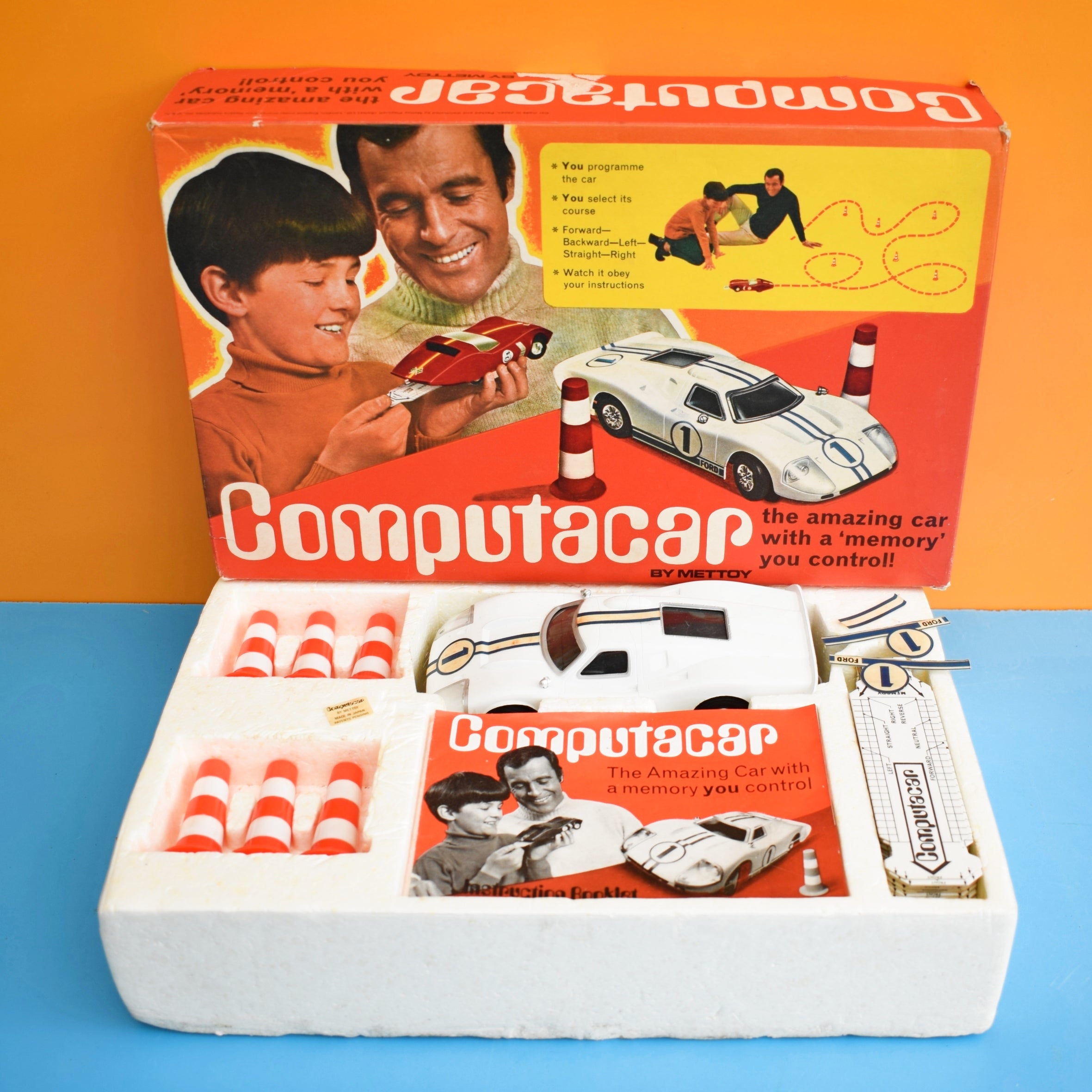 Vintage 1960s Computacar Toy - Boxed - Mettoy- Ford GT – Pineapple Retro
