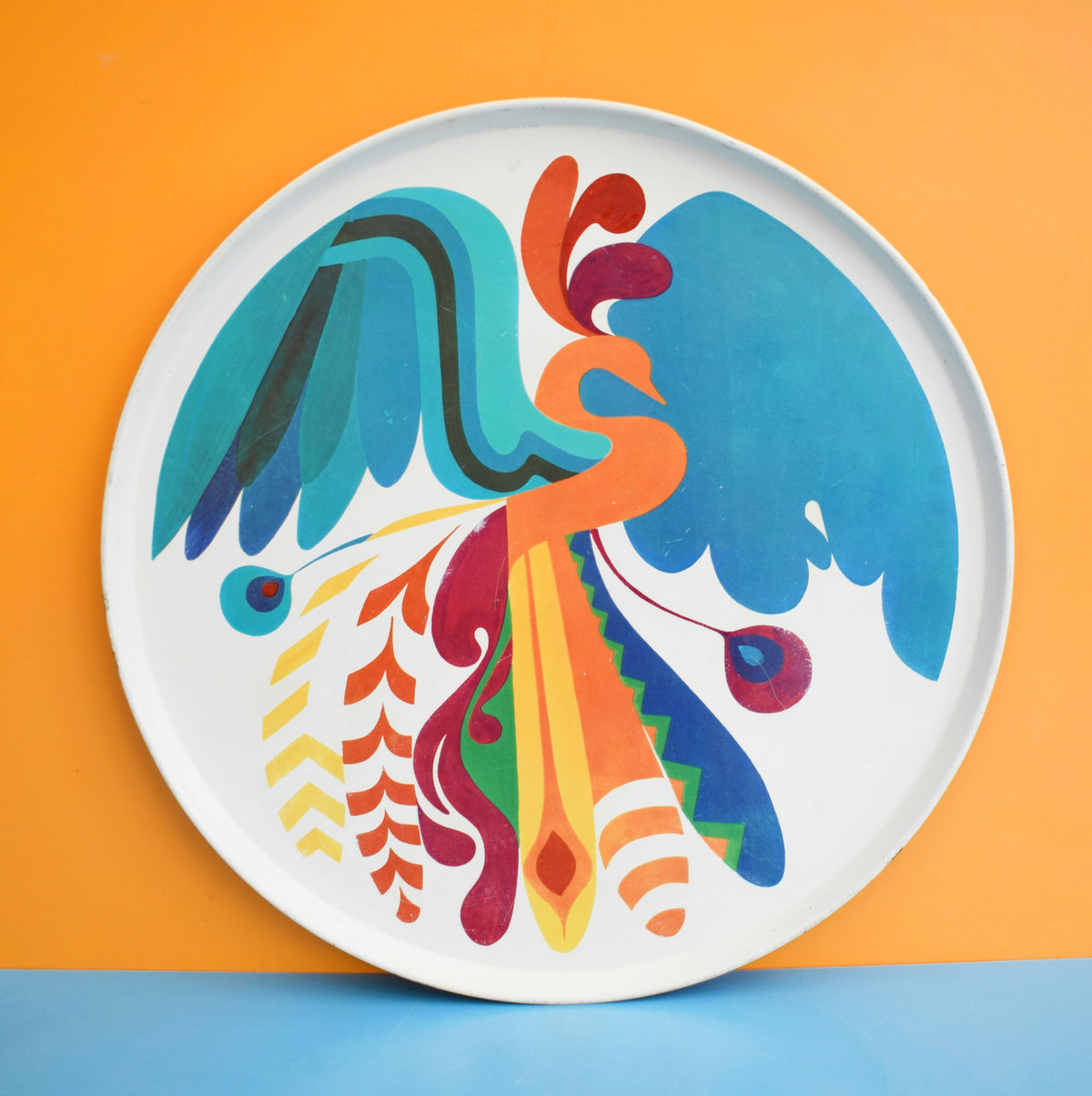 Vintage 1960s Tray - Worcester Ware - Stylised Peacock by Vintage