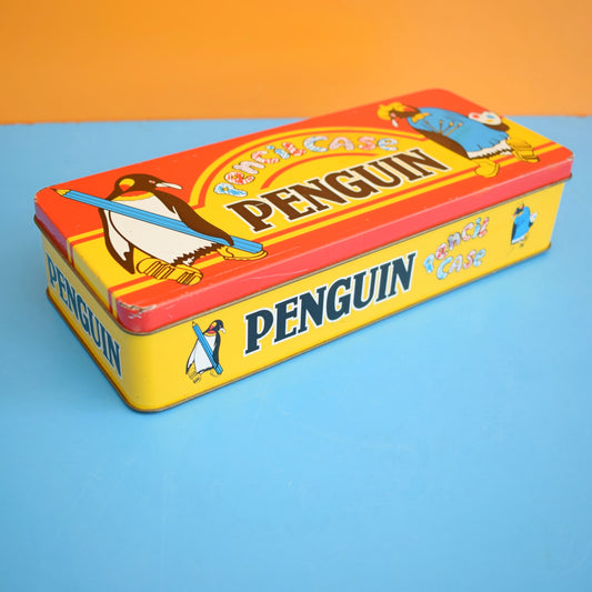 Vintage 1980s Metal Pencil Tin - Penguin Biscuits