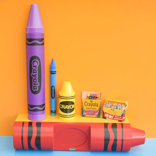 Vintage 1990s Crayon Shelf - Pop Art - USA - Red Or Blue Crayola by Vintage
