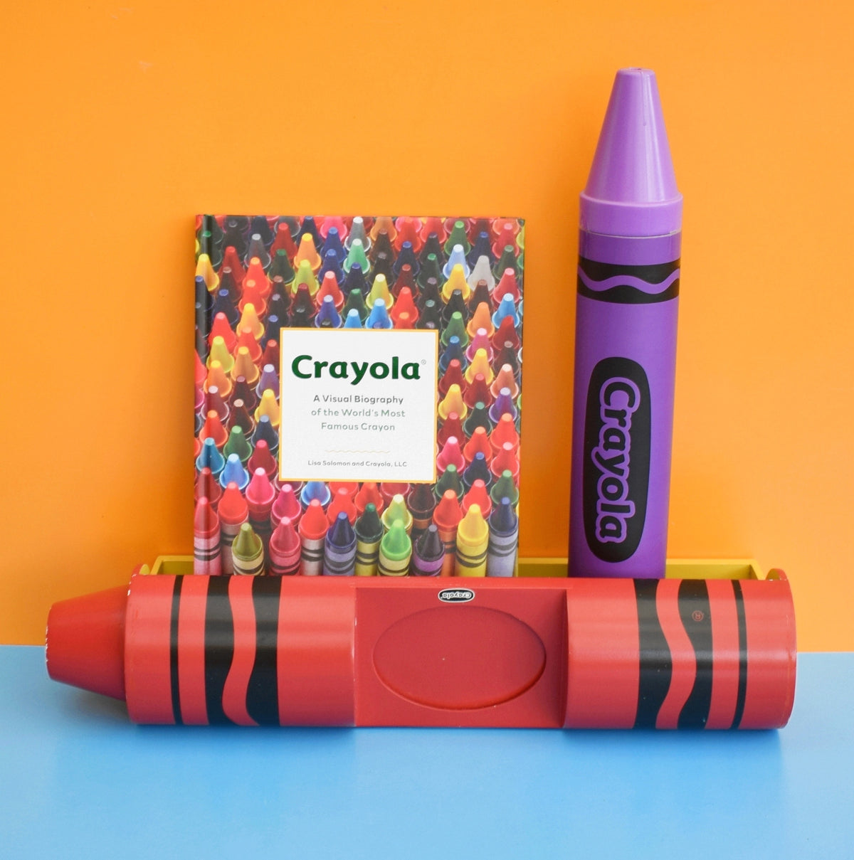 Vintage 1990s Crayon Shelf - Pop Art - USA - Red Or Blue Crayola by Vintage