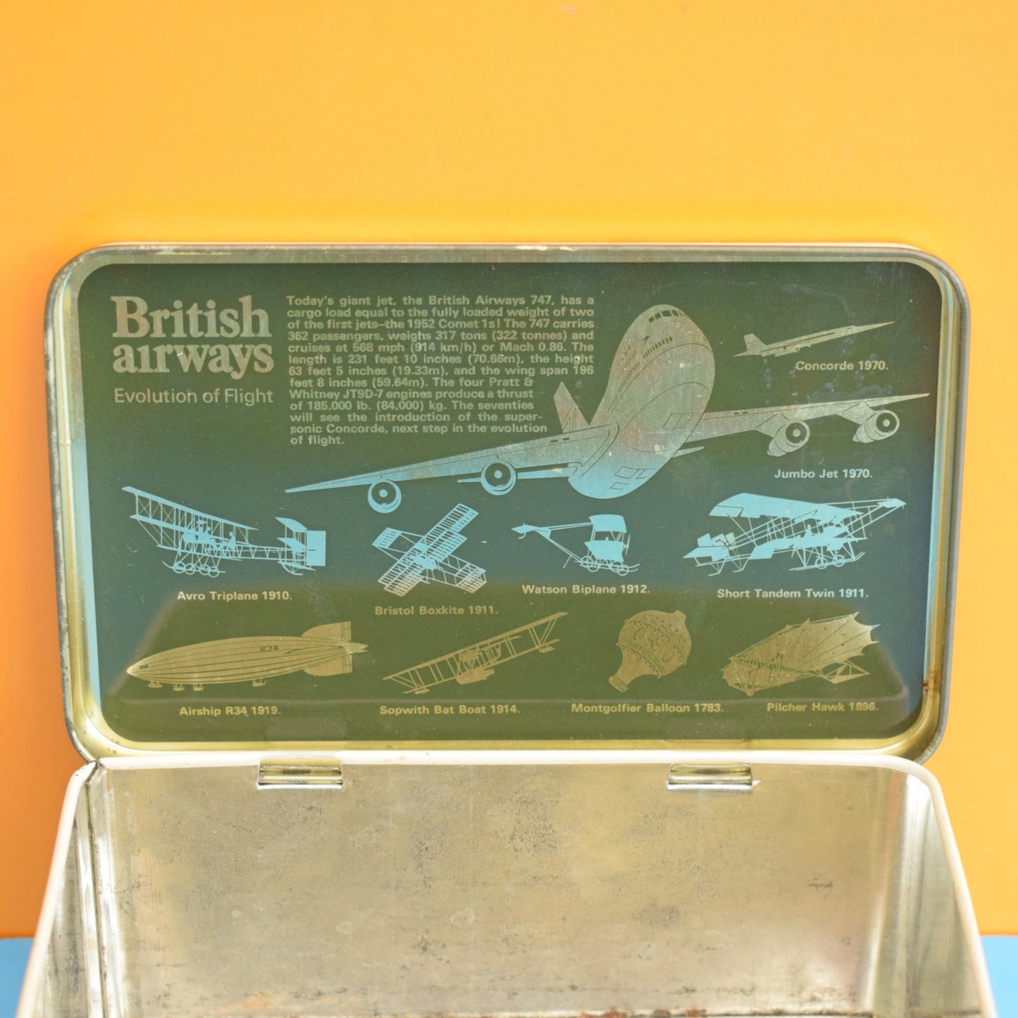 Vintage 1970s Metal Aeroplane Tins - Boac/ British Airways
