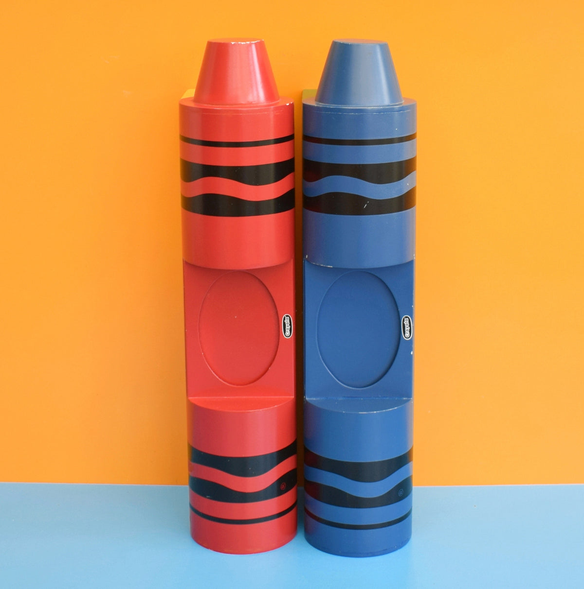 Vintage 1990s Crayon Shelf - Pop Art - USA - Red Or Blue Crayola by Vintage
