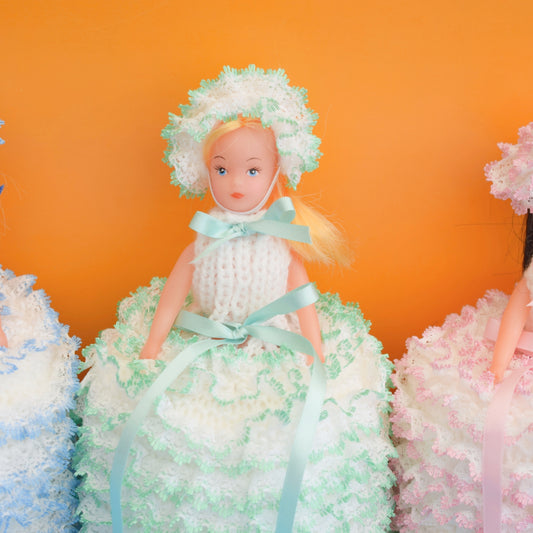 Vintage 1960s Knitted Dolly Toilet Roll Cover