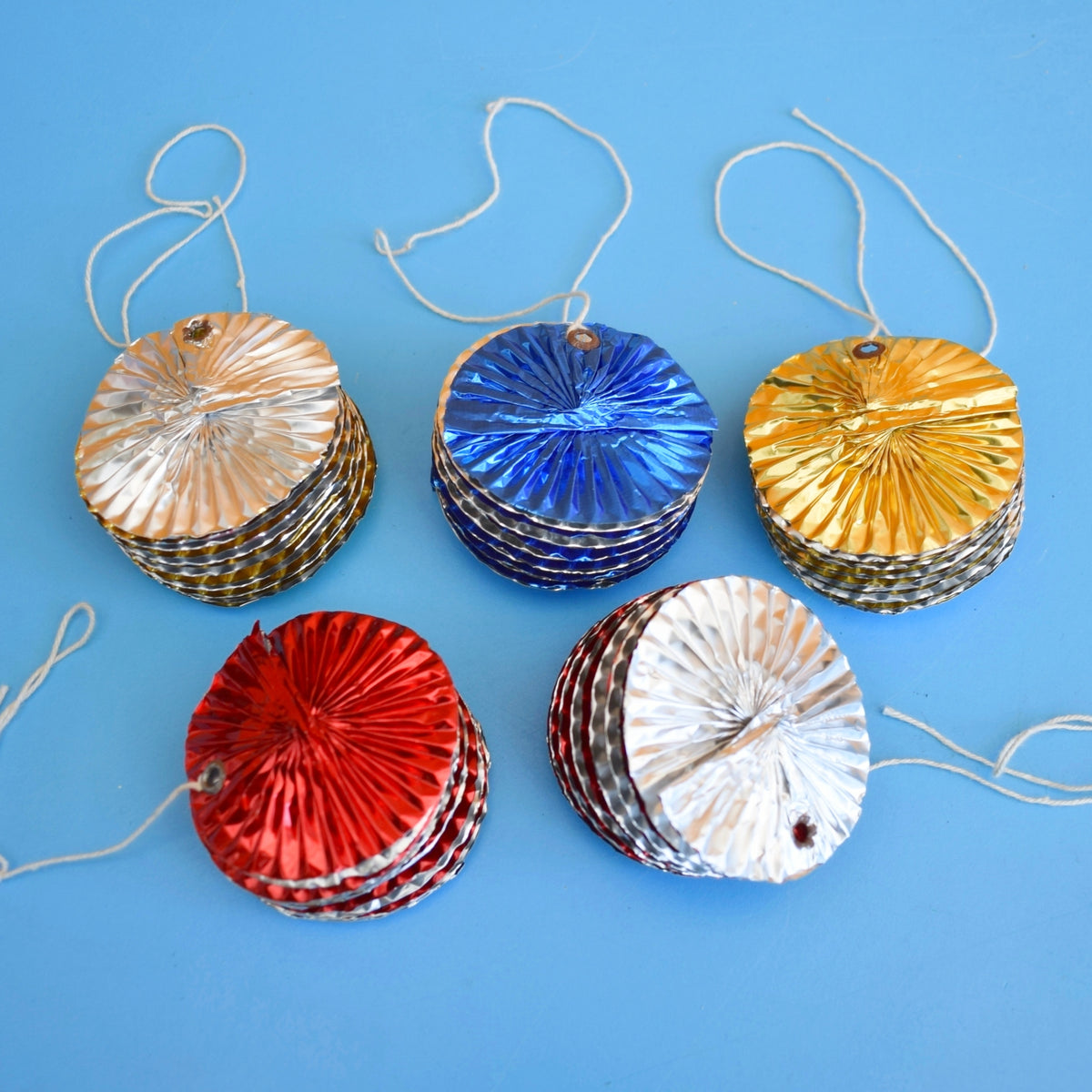 Vintage 1960s Wonder Spin Twisted Foil Decorations - Wider x5 by Pineapple Retro