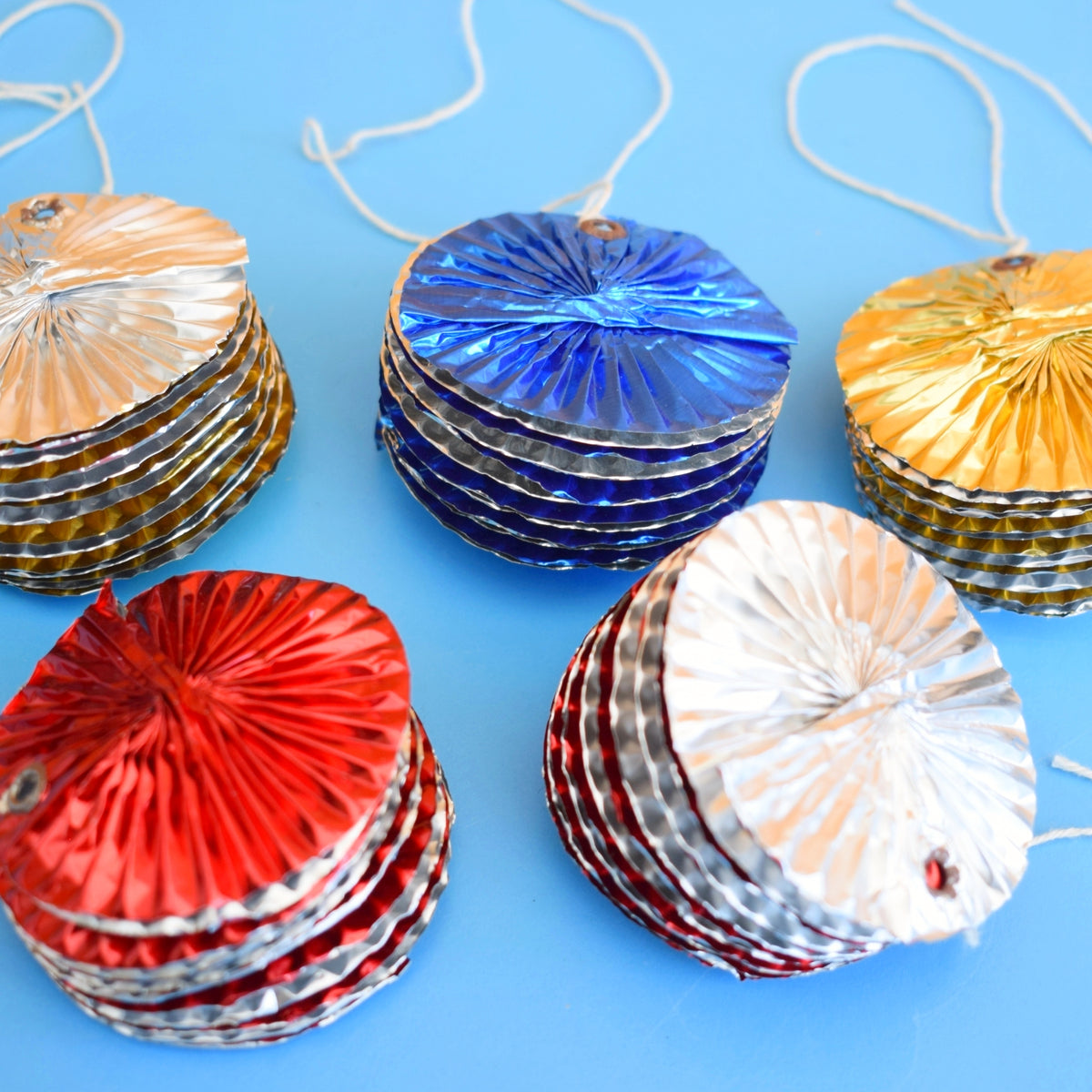 Vintage 1960s Wonder Spin Twisted Foil Decorations - Wider x5 by Pineapple Retro