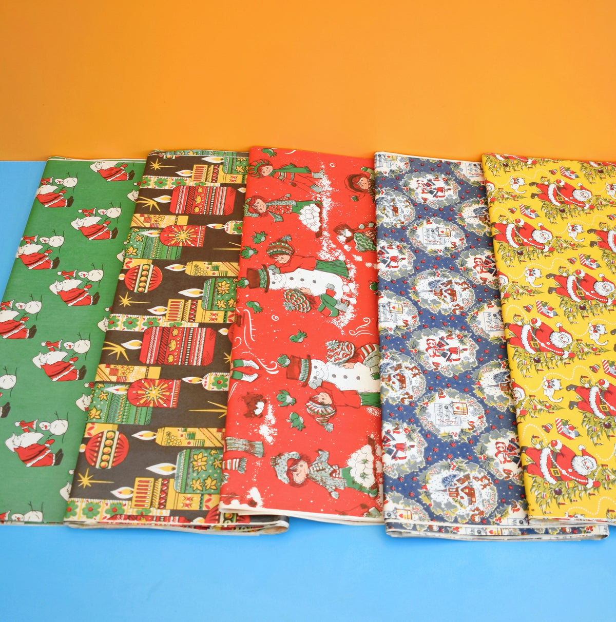 Vintage 1970s Christmas Wrapping Paper - Mixed Designs - Unused by Pineapple Retro