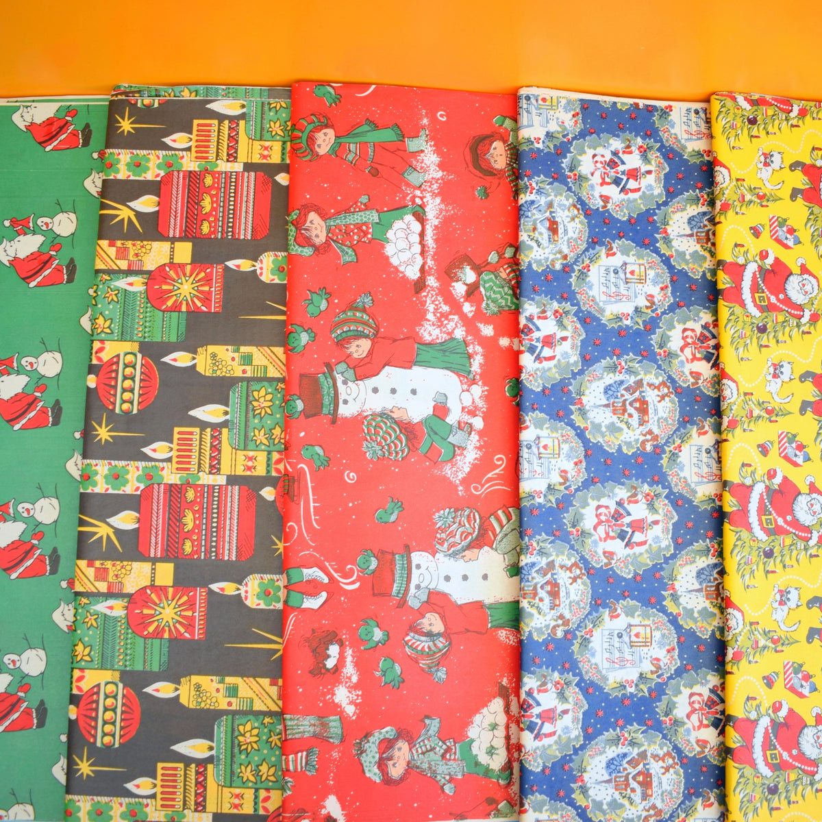 Vintage 1970s Christmas Wrapping Paper - Mixed Designs - Unused by Pineapple Retro