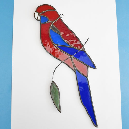 Vintage 1970s Stained Glass Parrot Suncatcher