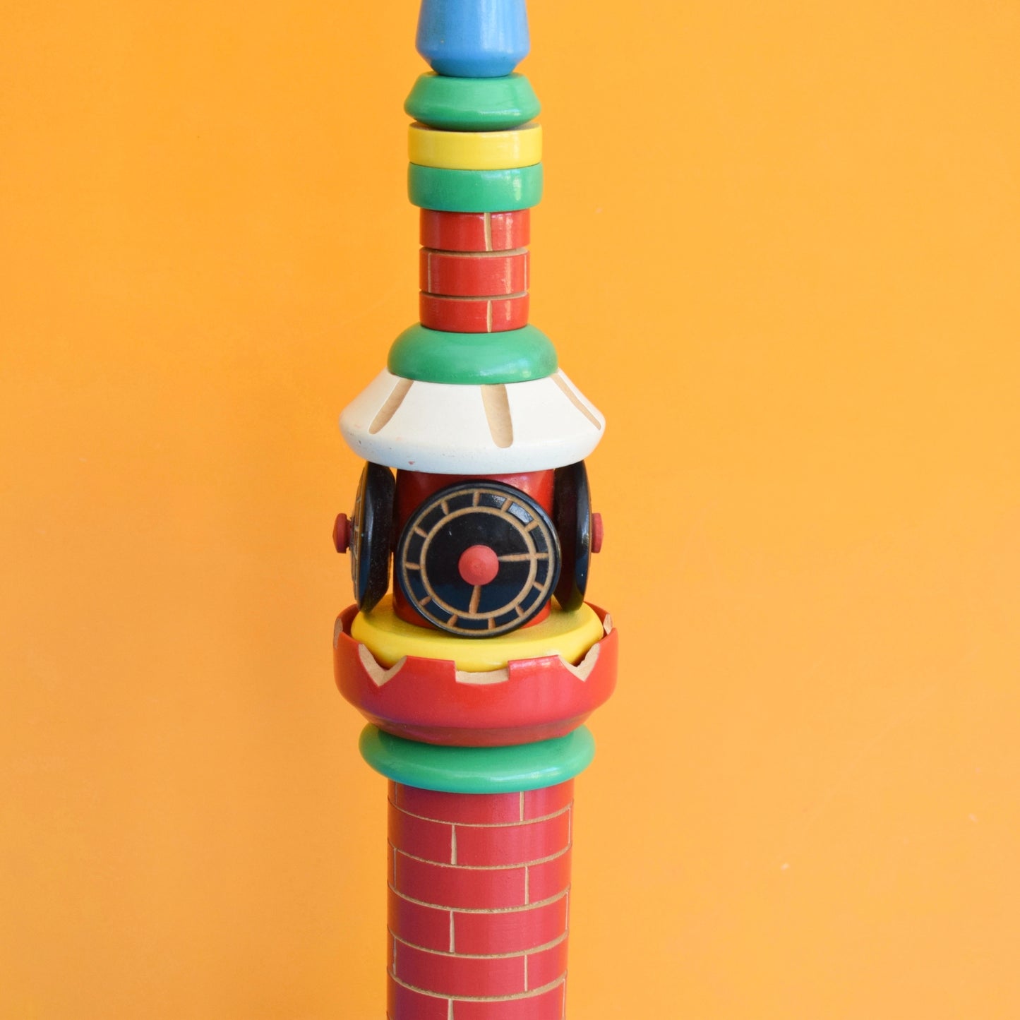Vintage 1970s Wooden Stacking Russian Clock Tower - Large Ornament