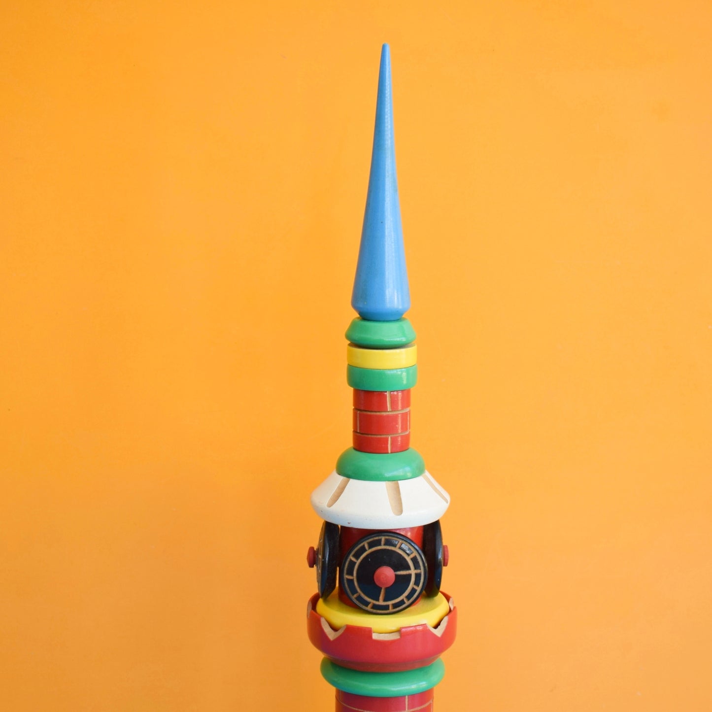 Vintage 1970s Wooden Stacking Russian Clock Tower - Large Ornament