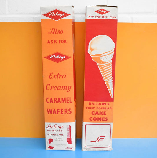 Vintage 1970s Boxed Ice Cream Cones - Great Advertising - Askeys by Vintage