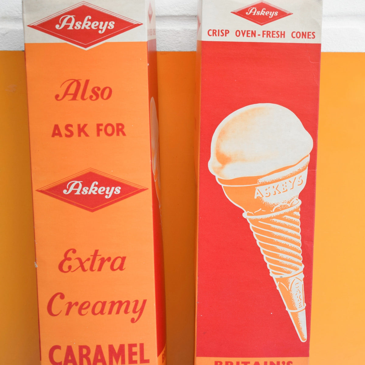 Vintage 1970s Boxed Ice Cream Cones - Great Advertising - Askeys by Vintage
