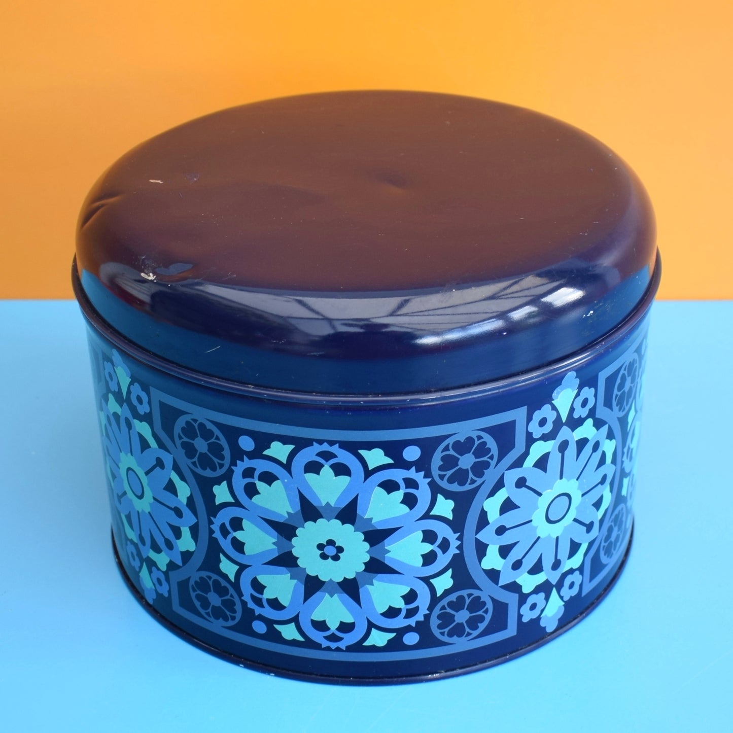 Vintage 1960s Metal Ian Logan Salome Cake Tin-  Blue