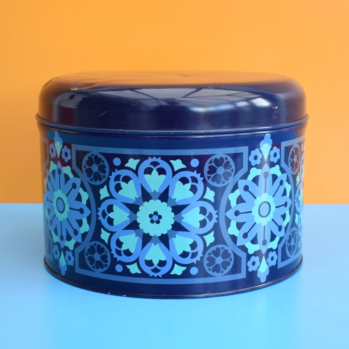 Vintage 1960s Metal Ian Logan Salome Cake Tin-  Blue