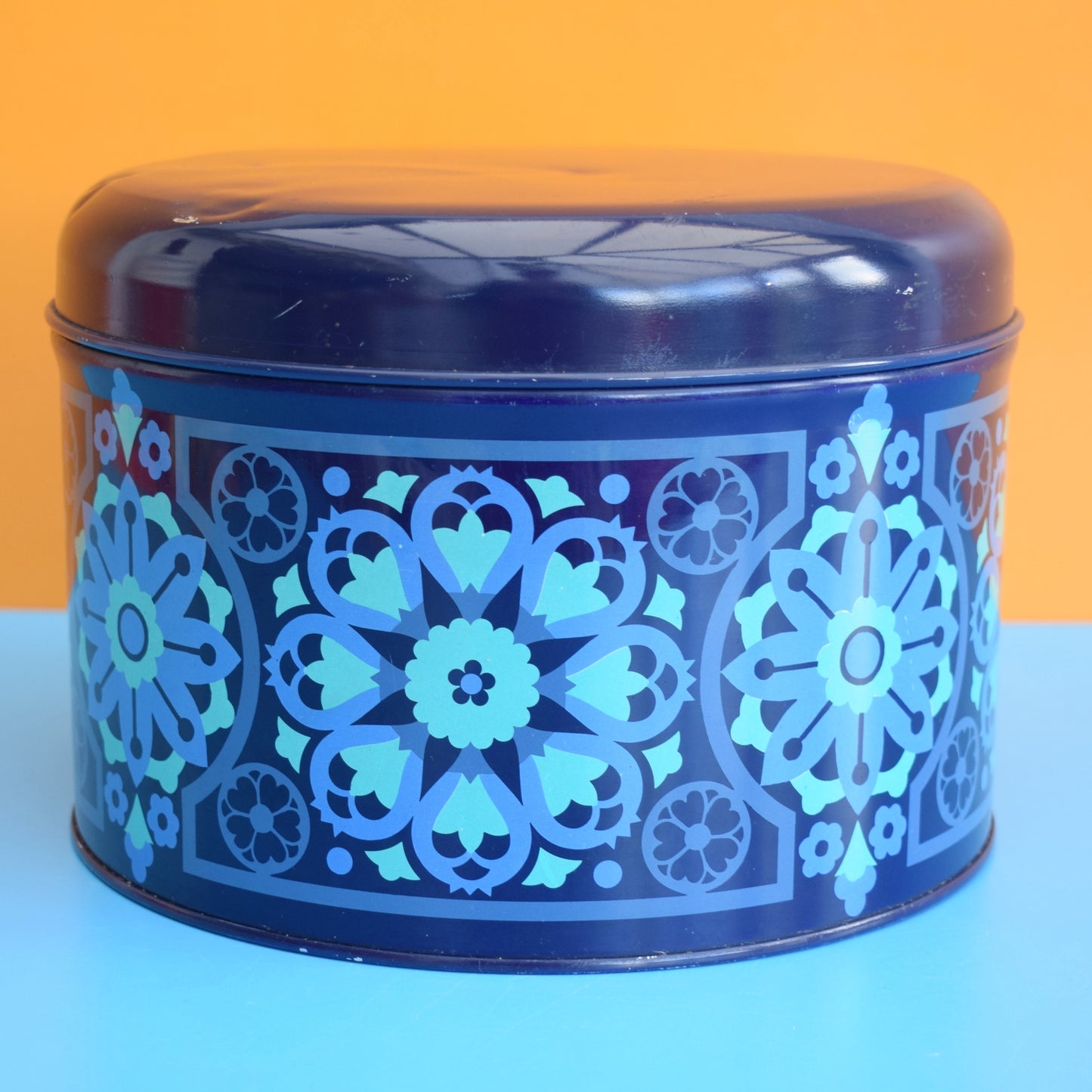 Vintage 1960s Metal Ian Logan Salome Cake Tin-  Blue