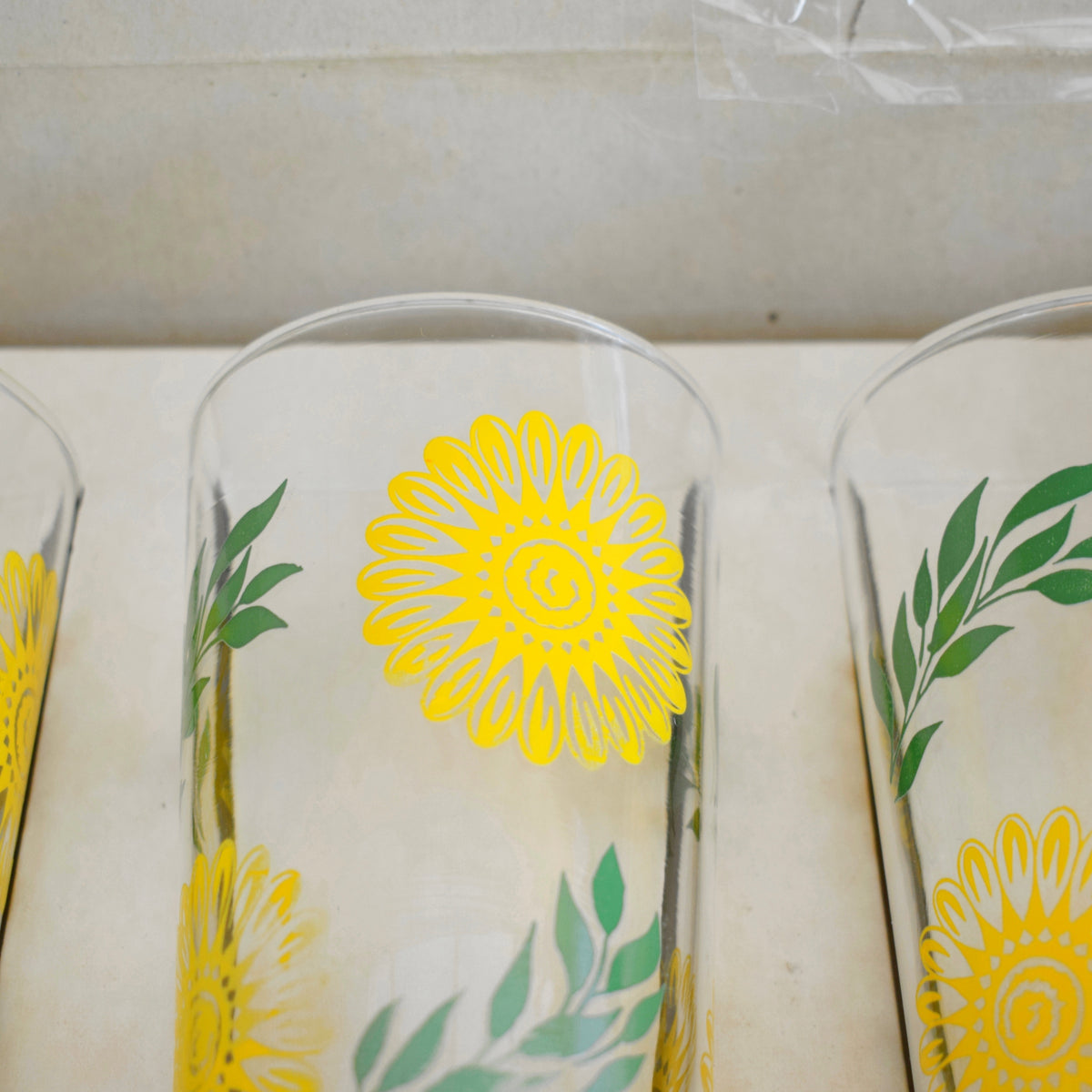 Vintage 1960s Set of Coolers Glasses - Ravenhead - Boxed - Sunflowers by Vintage