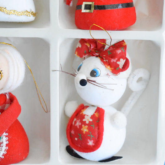 Vintage 1970s Kitsch Christmas Decorations x6 by Vintage