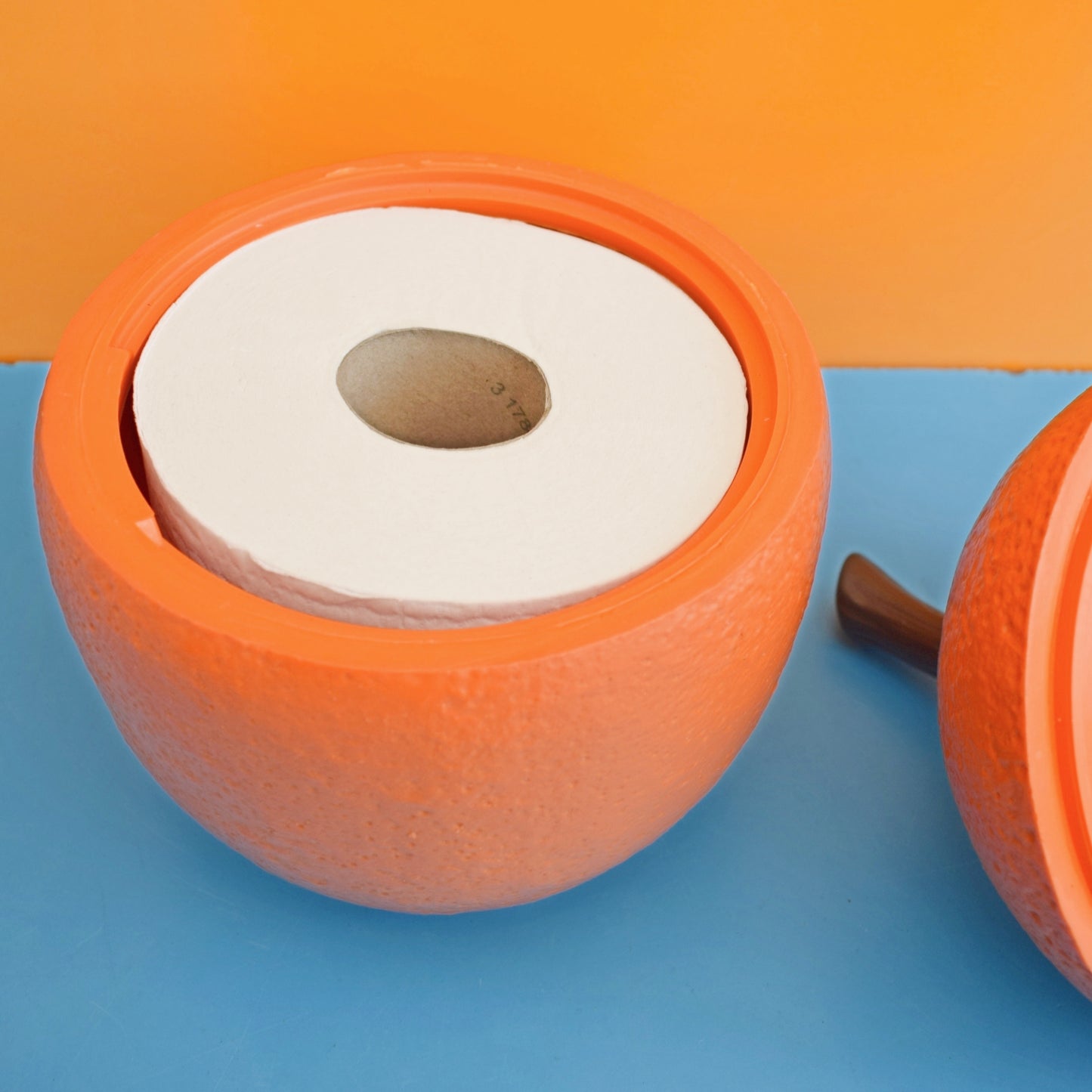 Vintage 1960s Plastic Orange Ice Bucket