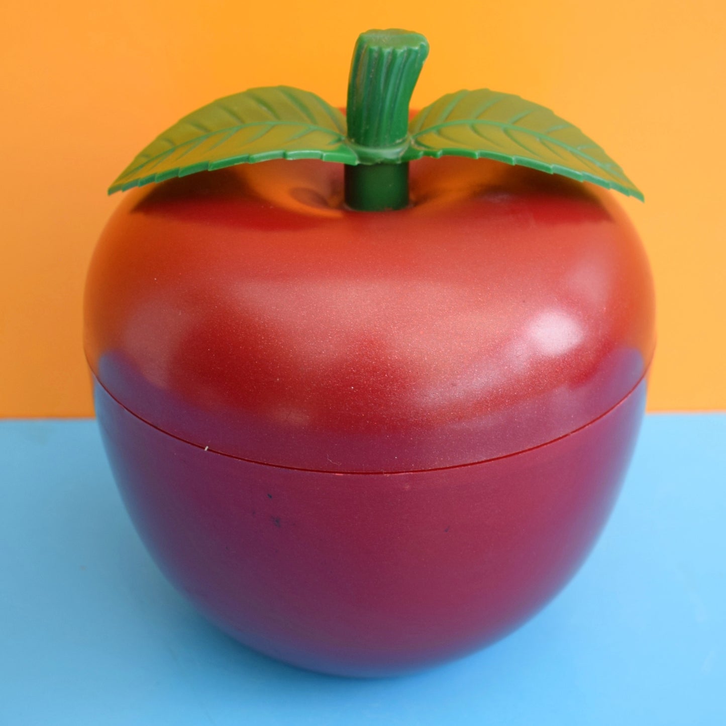 Vintage 1980s Plastic Cherry/ Apple Ice Bucket - Red