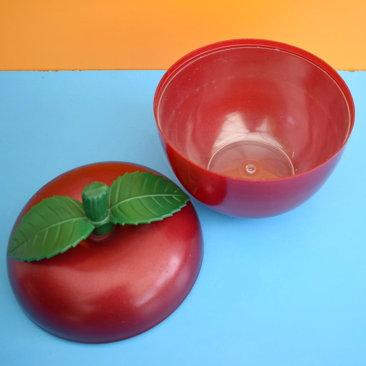 Vintage 1980s Plastic Cherry/ Apple Ice Bucket - Red